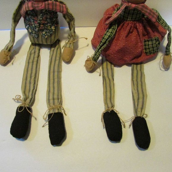 vtg Overly-Raker bunny rabbit couple shelf sitter Easter Bunkin countrycore - Picture 5 of 10